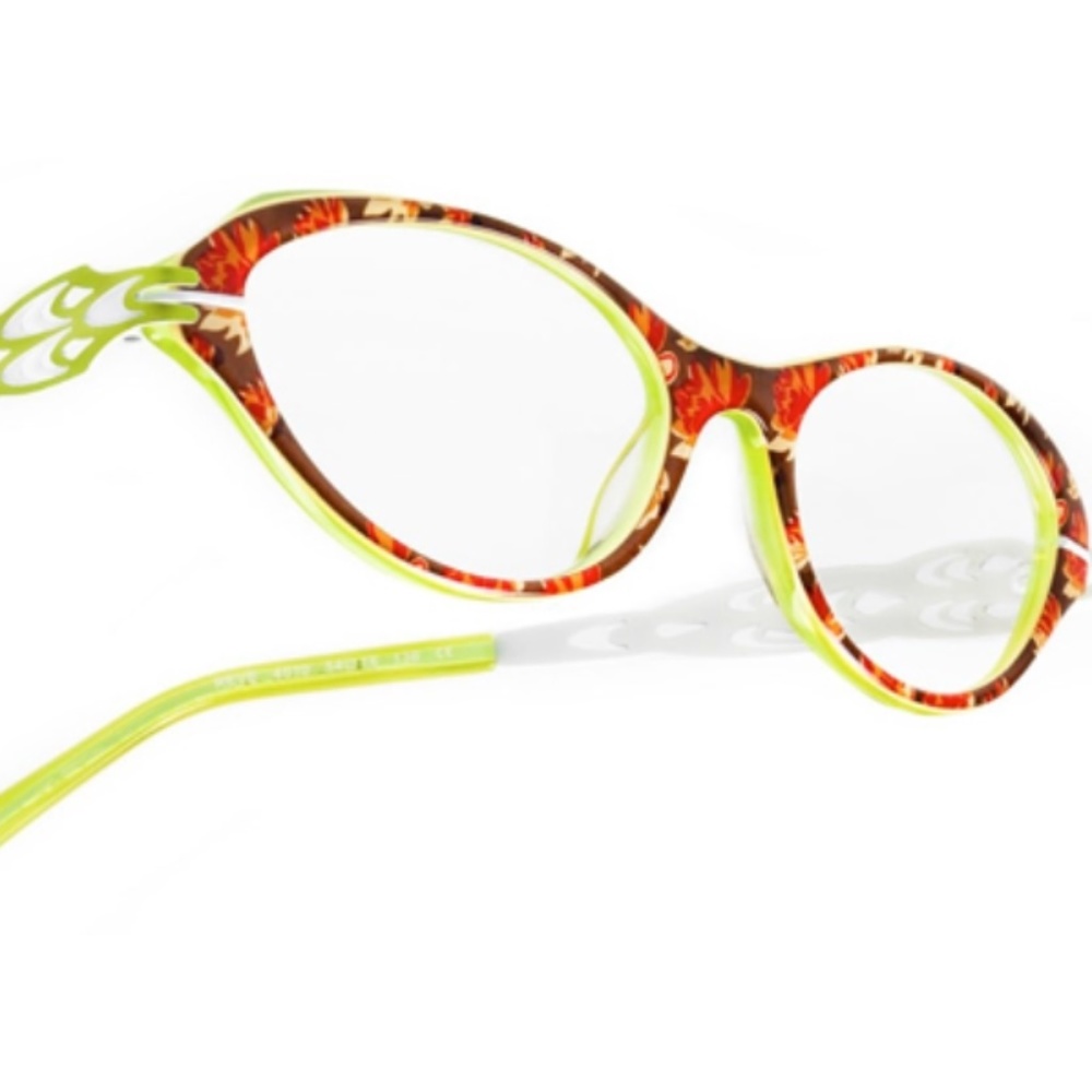 BOZ Lime Green Floral Frame- Demo Lenses